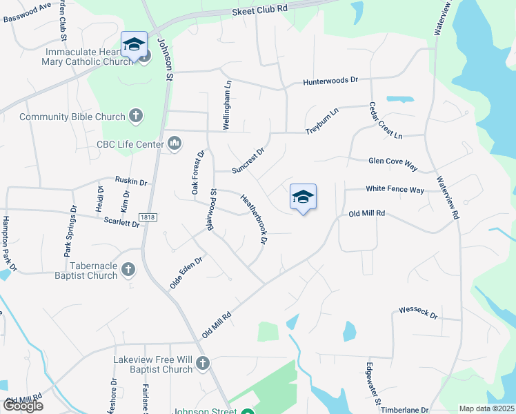 map of restaurants, bars, coffee shops, grocery stores, and more near 3849 Sandlewood Road in High Point