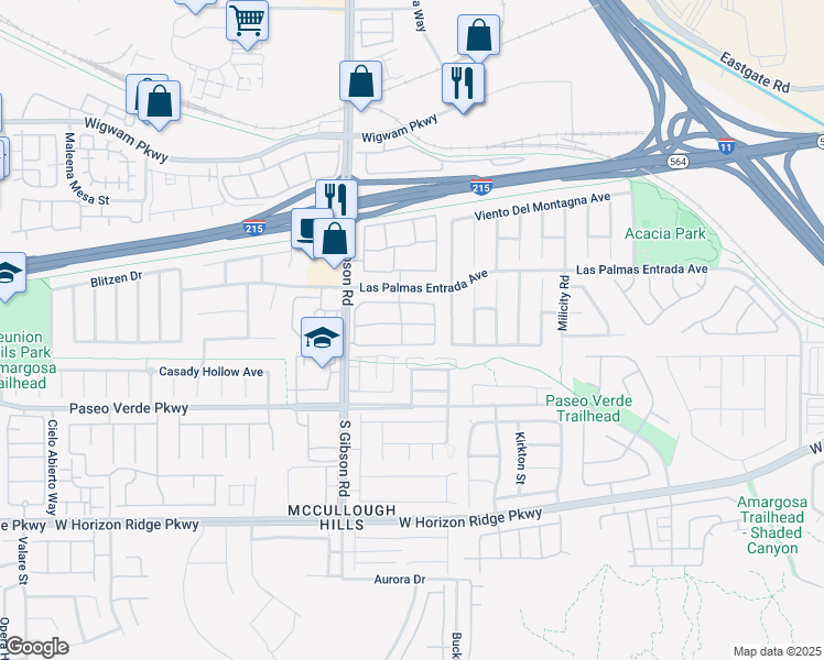map of restaurants, bars, coffee shops, grocery stores, and more near 951 Las Palmas Entrada Avenue in Henderson