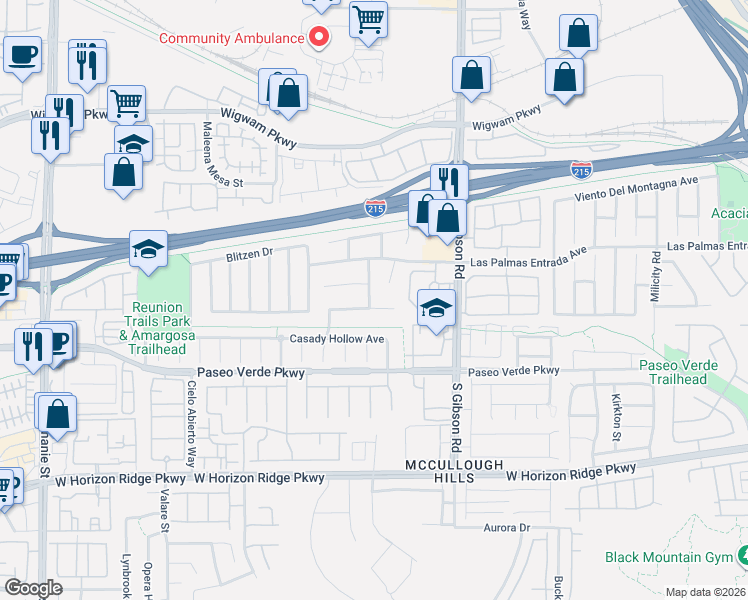 map of restaurants, bars, coffee shops, grocery stores, and more near 29 Silica Sand Street in Henderson