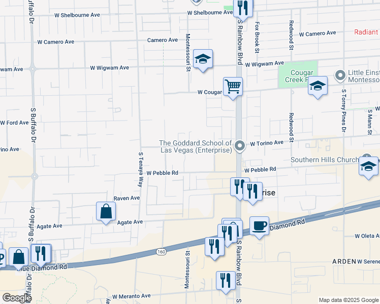 map of restaurants, bars, coffee shops, grocery stores, and more near 6985 Solano Canyon Avenue in Las Vegas