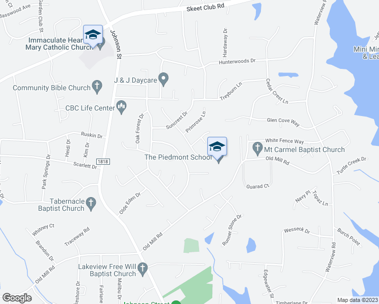map of restaurants, bars, coffee shops, grocery stores, and more near 3841 Sandlewood Road in High Point