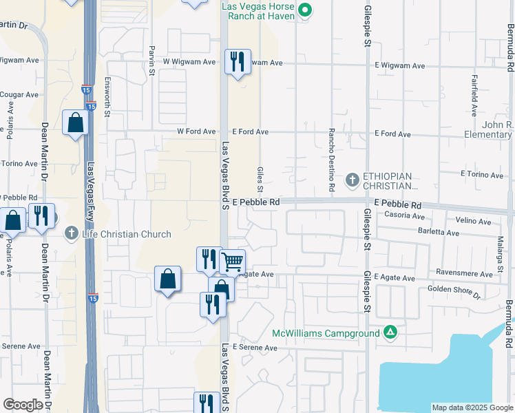 map of restaurants, bars, coffee shops, grocery stores, and more near 9000 South Las Vegas Boulevard in Las Vegas