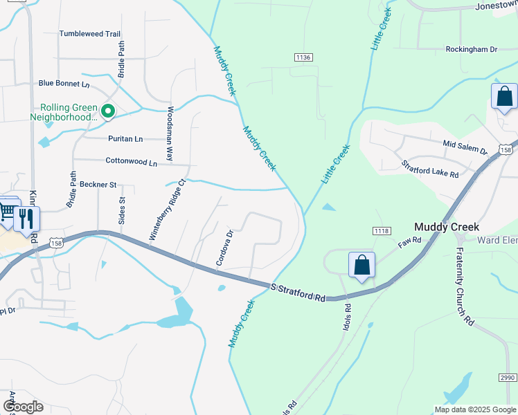 map of restaurants, bars, coffee shops, grocery stores, and more near 4429 Bryn Mawr Lane in Winston-Salem