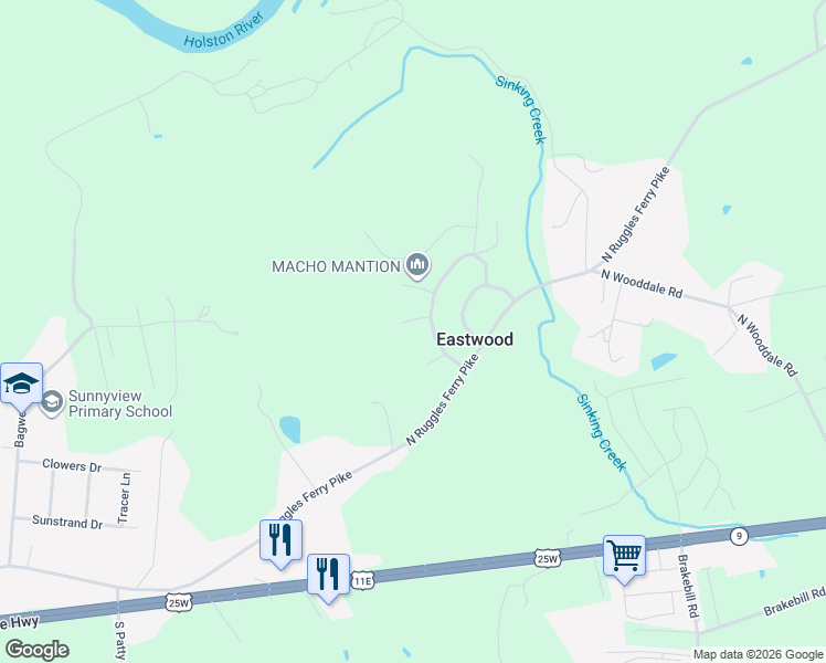 map of restaurants, bars, coffee shops, grocery stores, and more near 7315 Beechleaf Road in Knoxville