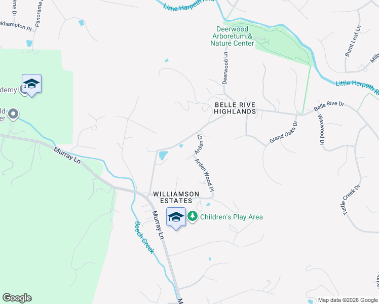 map of restaurants, bars, coffee shops, grocery stores, and more near 6412 Arden Court in Brentwood