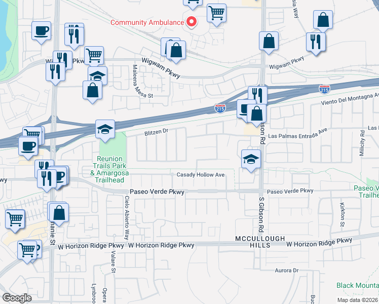map of restaurants, bars, coffee shops, grocery stores, and more near 30 Hatten Bay Street in Henderson