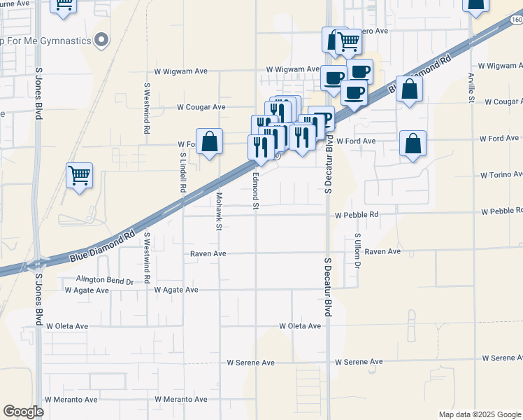 map of restaurants, bars, coffee shops, grocery stores, and more near 5187 Caprock Canyon Avenue in Las Vegas