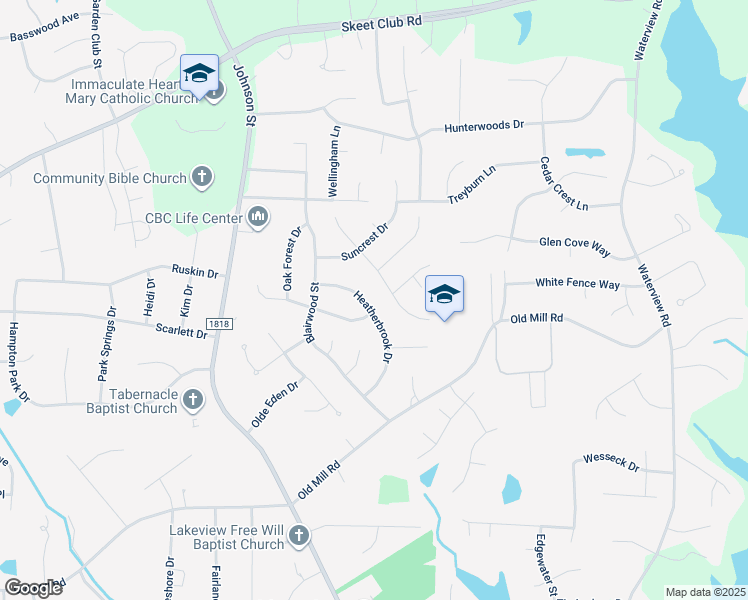 map of restaurants, bars, coffee shops, grocery stores, and more near 3849 Sandlewood Road in High Point