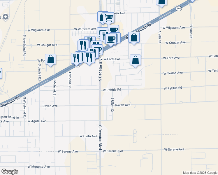 map of restaurants, bars, coffee shops, grocery stores, and more near 8881 Lake Myers Court in Las Vegas
