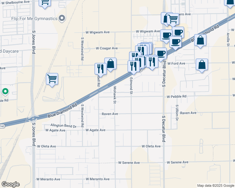 map of restaurants, bars, coffee shops, grocery stores, and more near 5327 Caprock Canyon Avenue in Las Vegas