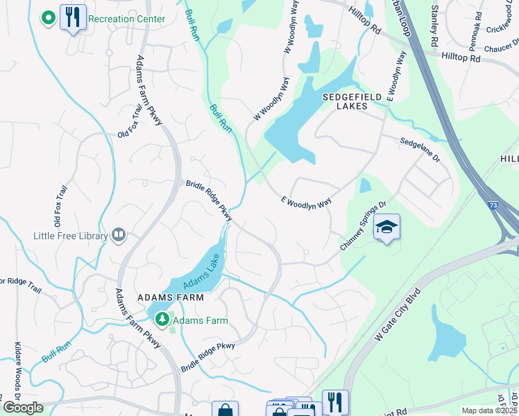 map of restaurants, bars, coffee shops, grocery stores, and more near 22 Highgate Court in Greensboro