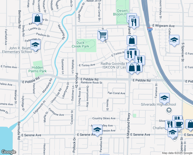 map of restaurants, bars, coffee shops, grocery stores, and more near 8886 Windsor Hill Way in Las Vegas