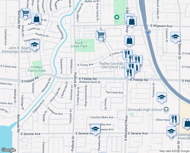 map of restaurants, bars, coffee shops, grocery stores, and more near 8886 Windsor Hill Way in Las Vegas