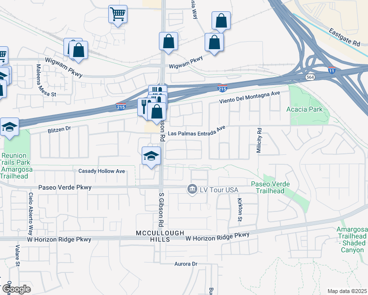 map of restaurants, bars, coffee shops, grocery stores, and more near 951 Las Palmas Entrada Avenue in Henderson