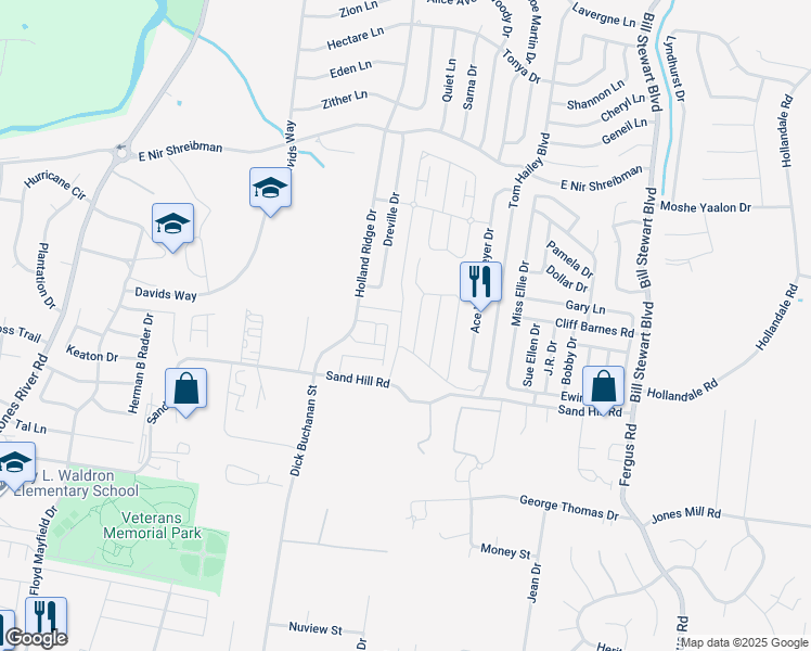 map of restaurants, bars, coffee shops, grocery stores, and more near 219 Renwick Drive in La Vergne