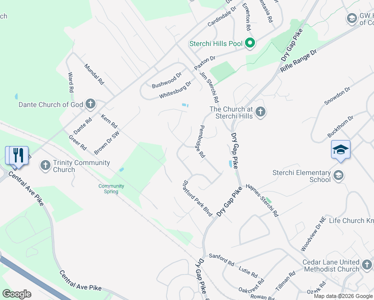 map of restaurants, bars, coffee shops, grocery stores, and more near 718 Lampwick Lane in Knoxville