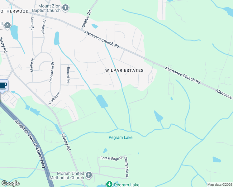 map of restaurants, bars, coffee shops, grocery stores, and more near 2703 Kilpatrick White Road in Greensboro