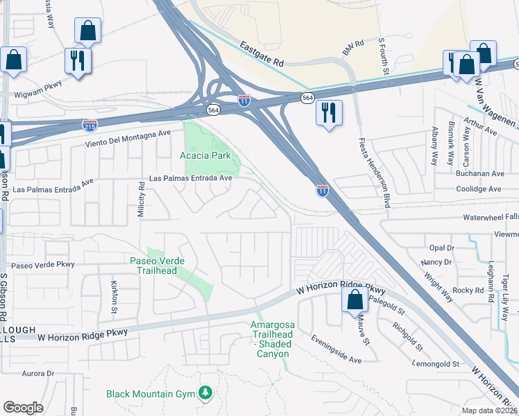 map of restaurants, bars, coffee shops, grocery stores, and more near 119 Camino Francisco in Henderson
