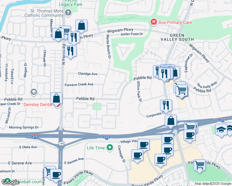 map of restaurants, bars, coffee shops, grocery stores, and more near 2404 Alpine Meadows Avenue in Henderson
