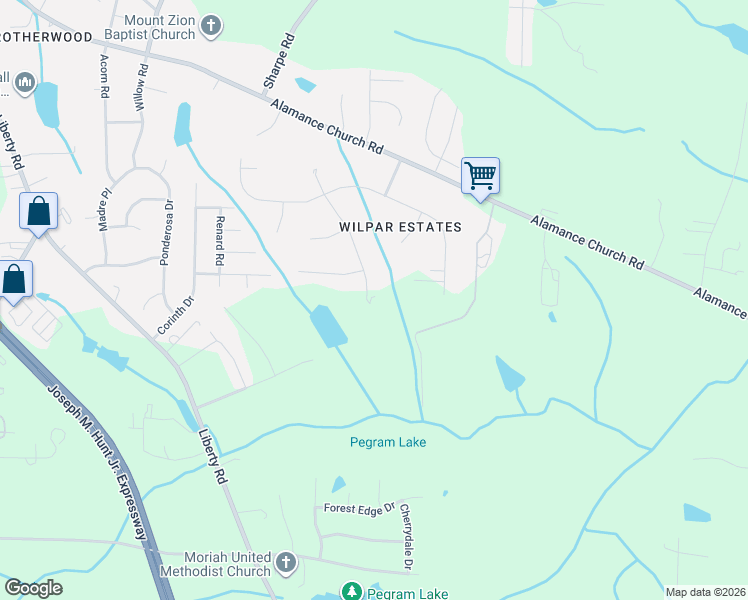 map of restaurants, bars, coffee shops, grocery stores, and more near 2703 Kilpatrick White Road in Greensboro