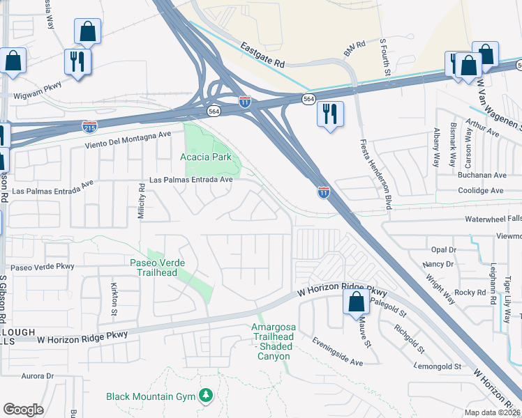 map of restaurants, bars, coffee shops, grocery stores, and more near 119 Camino Francisco in Henderson