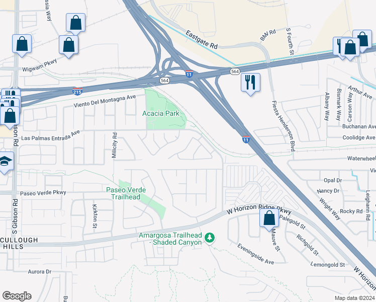 map of restaurants, bars, coffee shops, grocery stores, and more near 751 Camino La Paz in Henderson