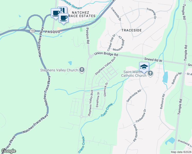 map of restaurants, bars, coffee shops, grocery stores, and more near 307 Stephens Valley Boulevard in Nashville