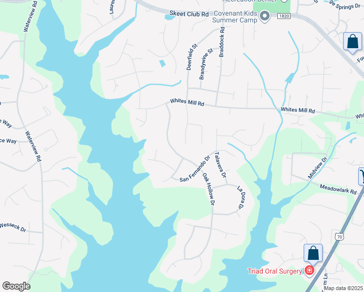 map of restaurants, bars, coffee shops, grocery stores, and more near 3723 Deerfield Street in High Point