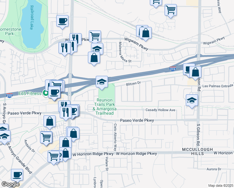 map of restaurants, bars, coffee shops, grocery stores, and more near 28 Drawback Street in Henderson