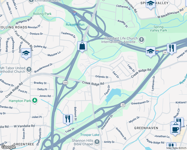 map of restaurants, bars, coffee shops, grocery stores, and more near 3309 Rehobeth Church Road in Greensboro
