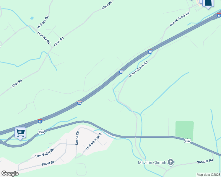 map of restaurants, bars, coffee shops, grocery stores, and more near 441 Goose Creek Road in Dandridge