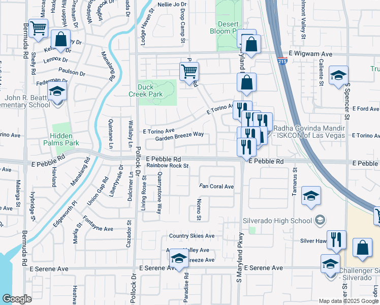 map of restaurants, bars, coffee shops, grocery stores, and more near 8880 Star Valley Court in Las Vegas