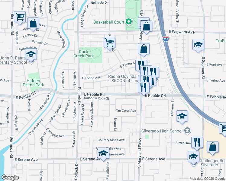 map of restaurants, bars, coffee shops, grocery stores, and more near 8871 Park Plaza Court in Las Vegas