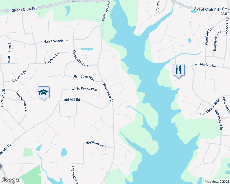 map of restaurants, bars, coffee shops, grocery stores, and more near 2630 White Fence Way in High Point