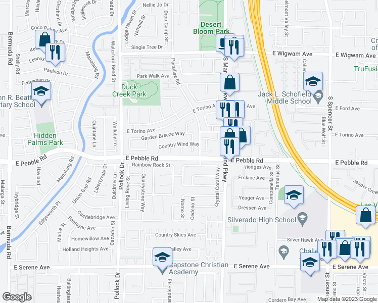 map of restaurants, bars, coffee shops, grocery stores, and more near 8881 Aurora Light Way in Las Vegas