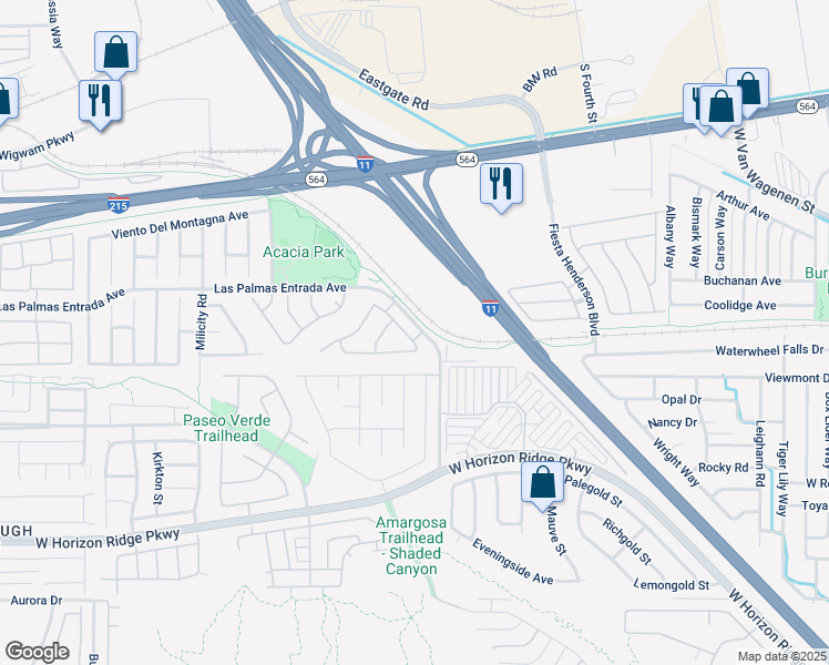 map of restaurants, bars, coffee shops, grocery stores, and more near 146 Camino Capri in Henderson