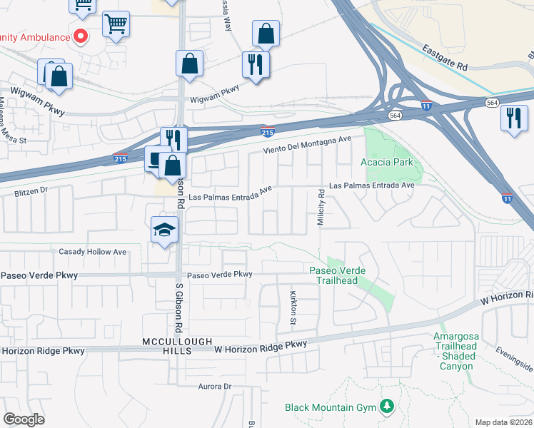 map of restaurants, bars, coffee shops, grocery stores, and more near 97 Misty Rain Street in Henderson