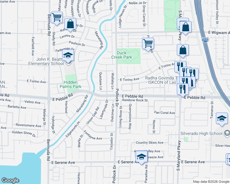 map of restaurants, bars, coffee shops, grocery stores, and more near 765 Manitoba Avenue in Las Vegas