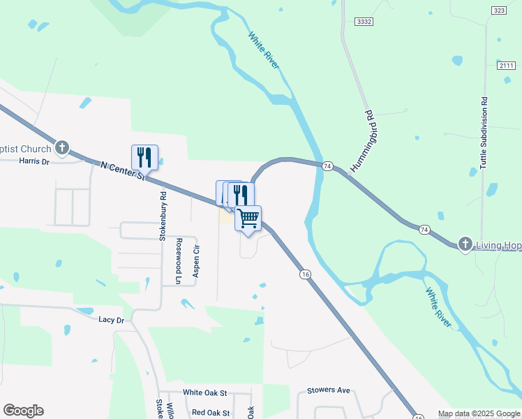 map of restaurants, bars, coffee shops, grocery stores, and more near 1980 North Center Street in Elkins