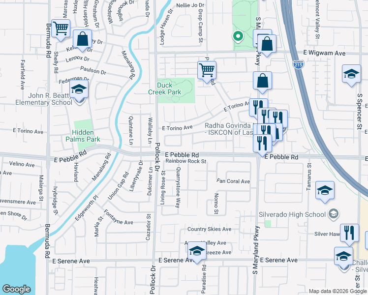 map of restaurants, bars, coffee shops, grocery stores, and more near 8870 Star Canyon Way in Las Vegas