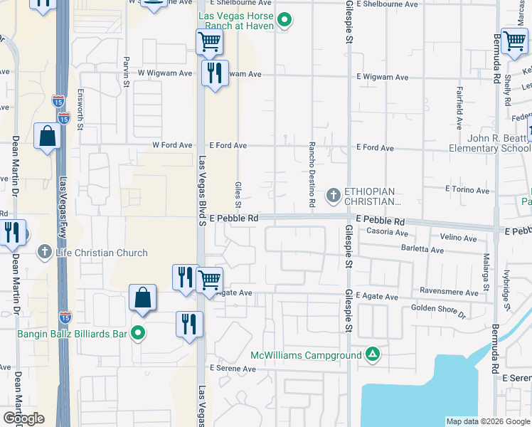 map of restaurants, bars, coffee shops, grocery stores, and more near 86 East Pebble Road in Las Vegas