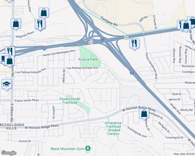 map of restaurants, bars, coffee shops, grocery stores, and more near 760 Camino La Paz in Henderson