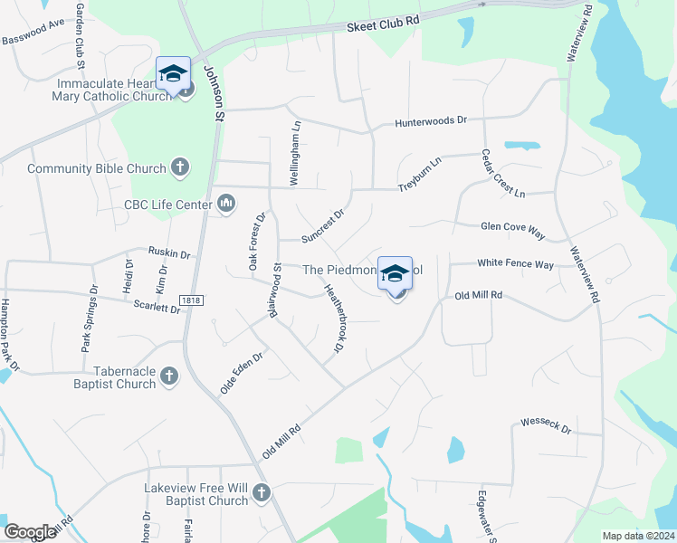 map of restaurants, bars, coffee shops, grocery stores, and more near 3849 Sandlewood Road in High Point