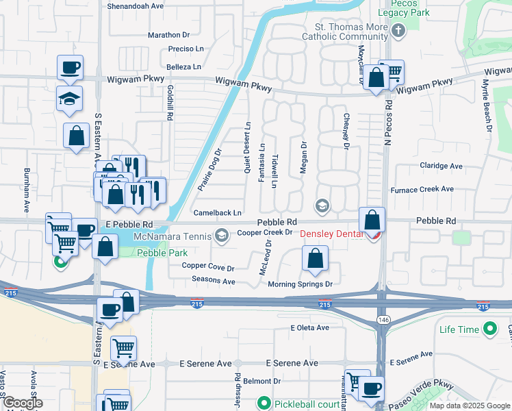 map of restaurants, bars, coffee shops, grocery stores, and more near 19 Fantasia Lane in Henderson