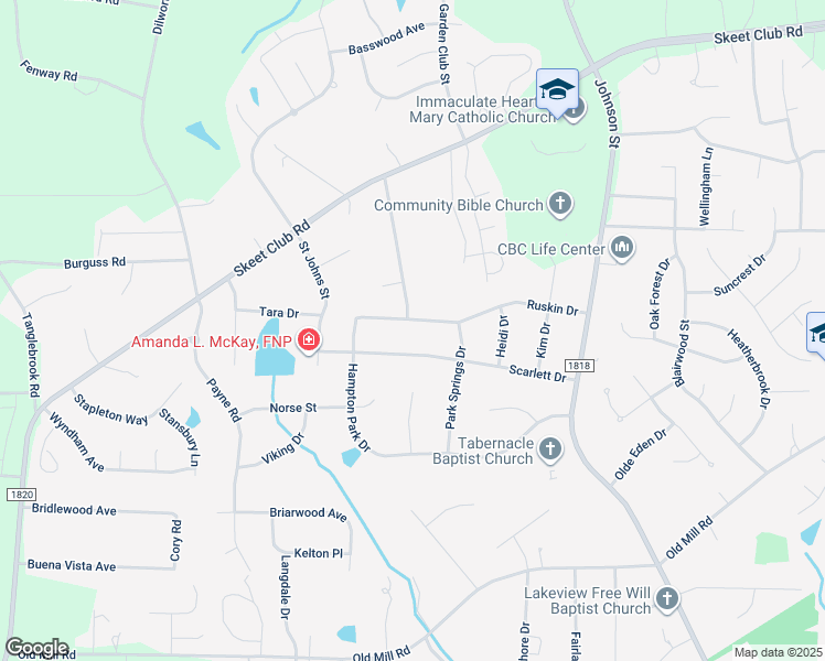 map of restaurants, bars, coffee shops, grocery stores, and more near 716 Ruskin Drive in High Point