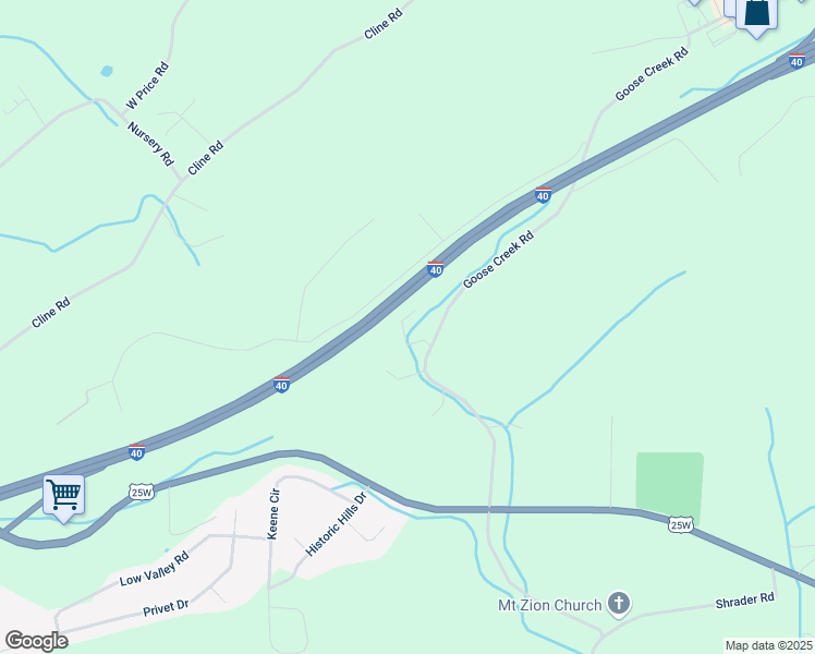 map of restaurants, bars, coffee shops, grocery stores, and more near 441 Goose Creek Road in Dandridge