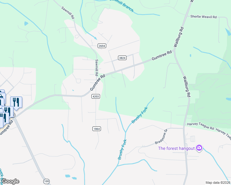 map of restaurants, bars, coffee shops, grocery stores, and more near 4689 Yokely Farm Road in Winston-Salem
