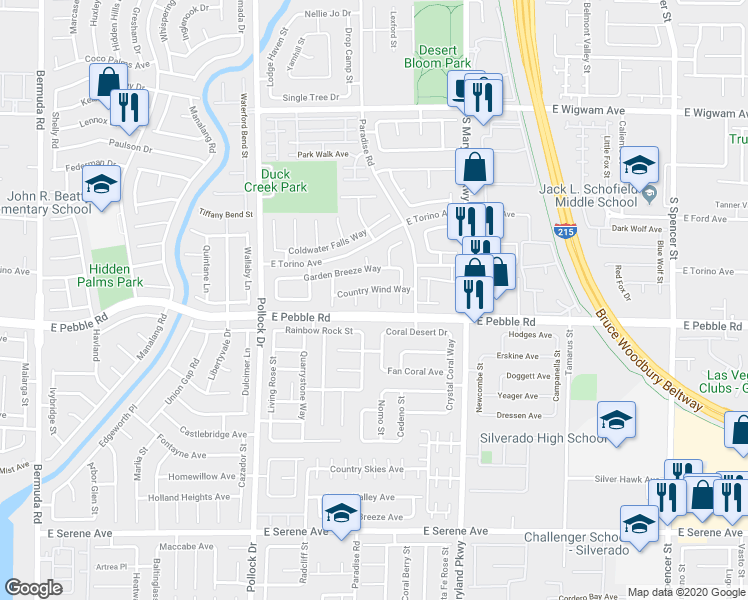 map of restaurants, bars, coffee shops, grocery stores, and more near 8871 Park Plaza Court in Las Vegas