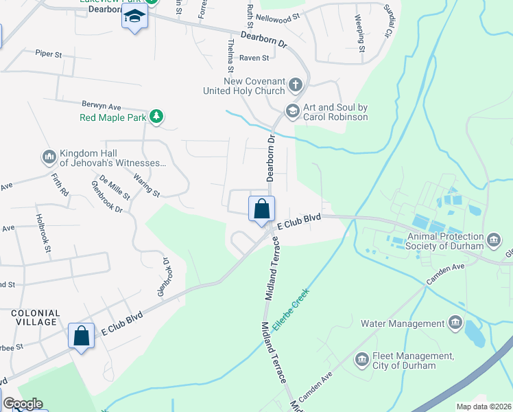map of restaurants, bars, coffee shops, grocery stores, and more near 2414 Barry Street in Durham