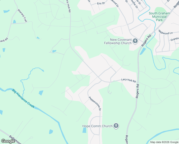 map of restaurants, bars, coffee shops, grocery stores, and more near 2201 Knightdale Drive in Graham